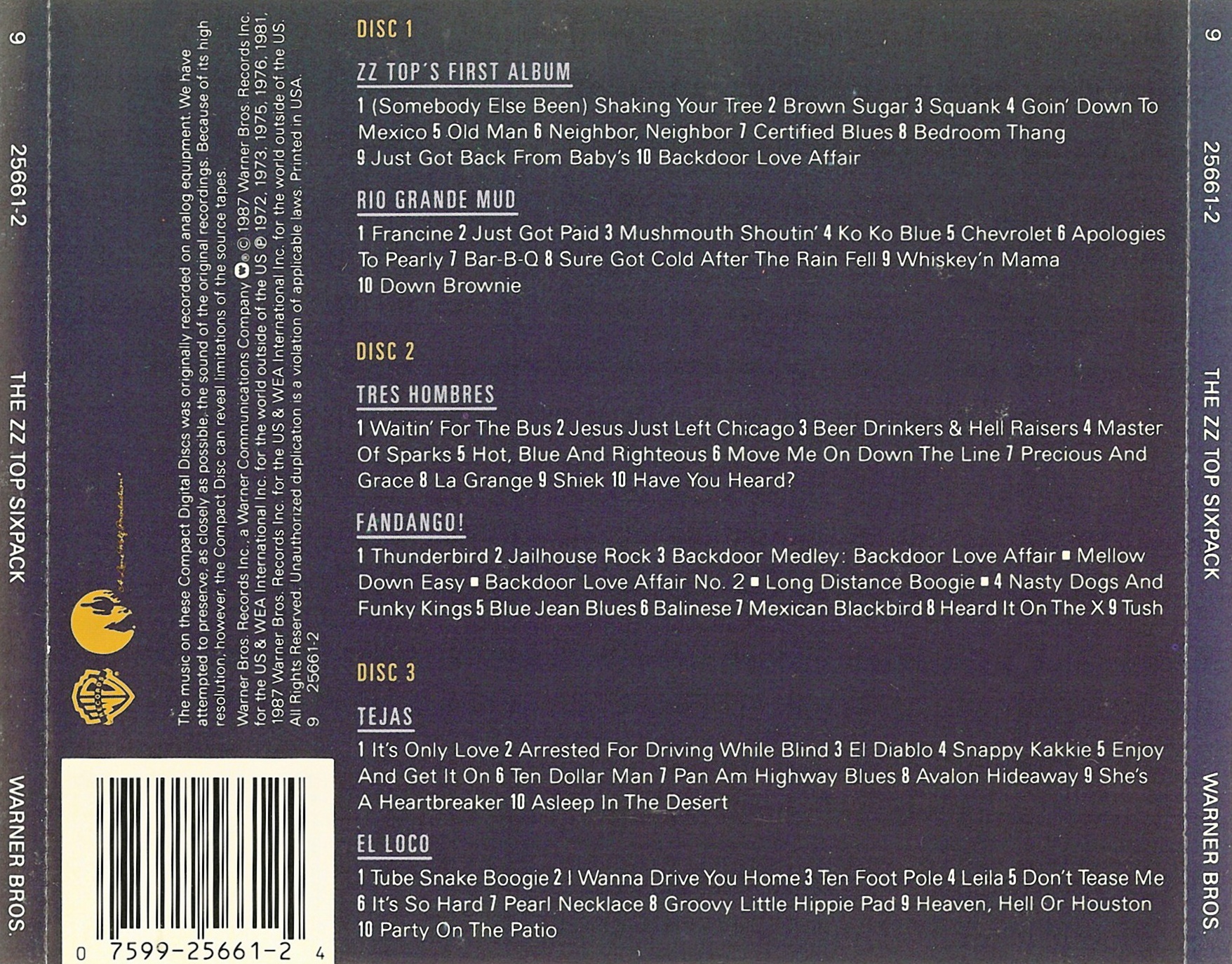 ZZ Top  The ZZ Top Sixpack : Back